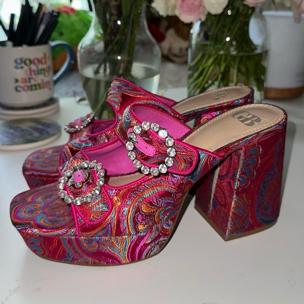 GB Colorful Paisley Platform Heels